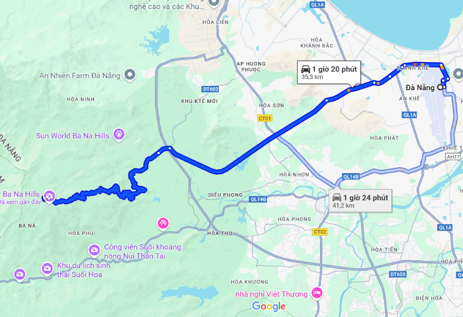 How far is Linh Ung Pagoda from Da Nang